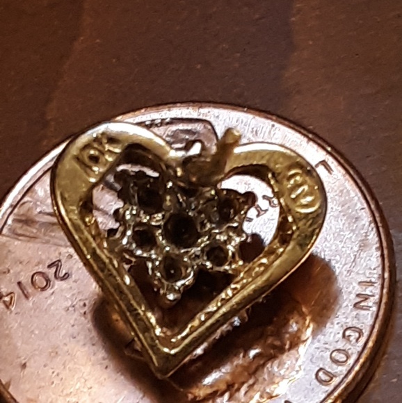 10k rose gold heart earing with jewels - Picture 2 of 2